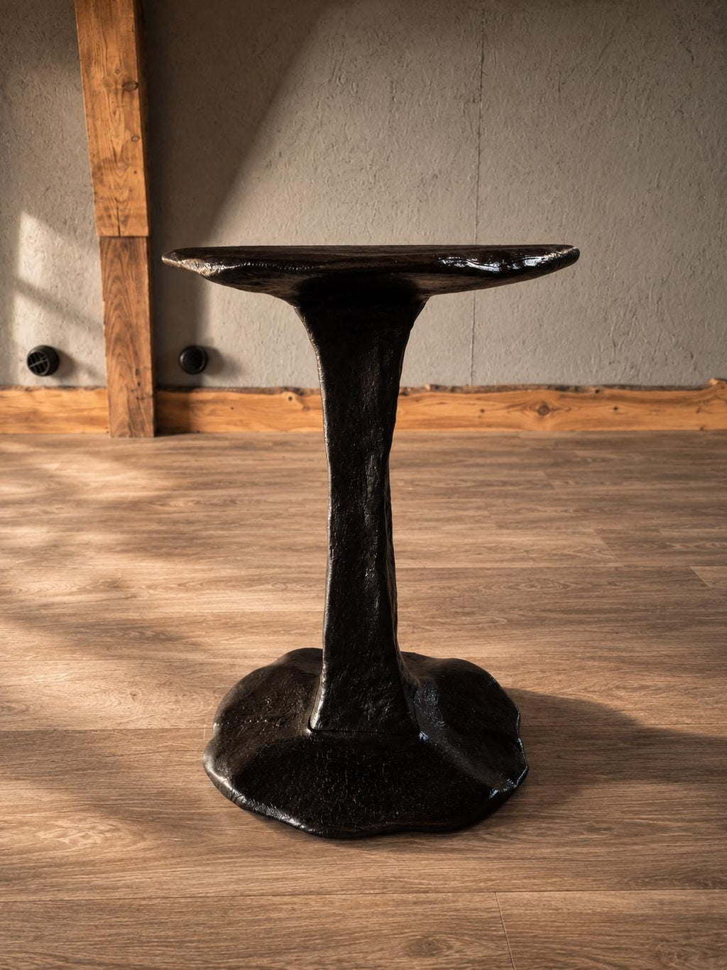 Charred Pedestool Side Table