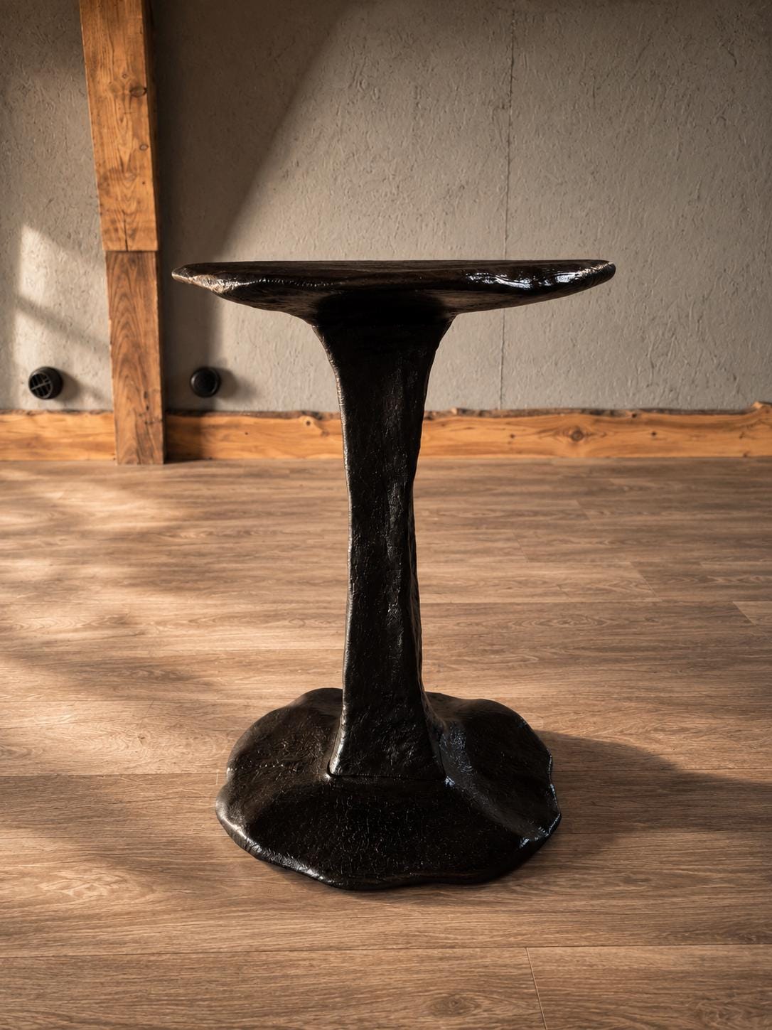 Charred Pedestool Side Table