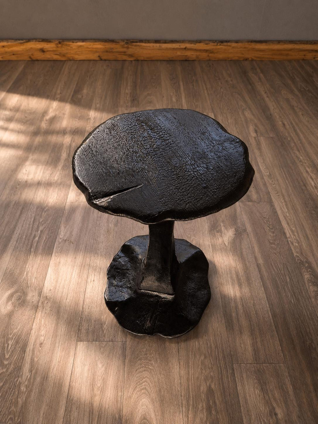 Charred Pedestool Side Table