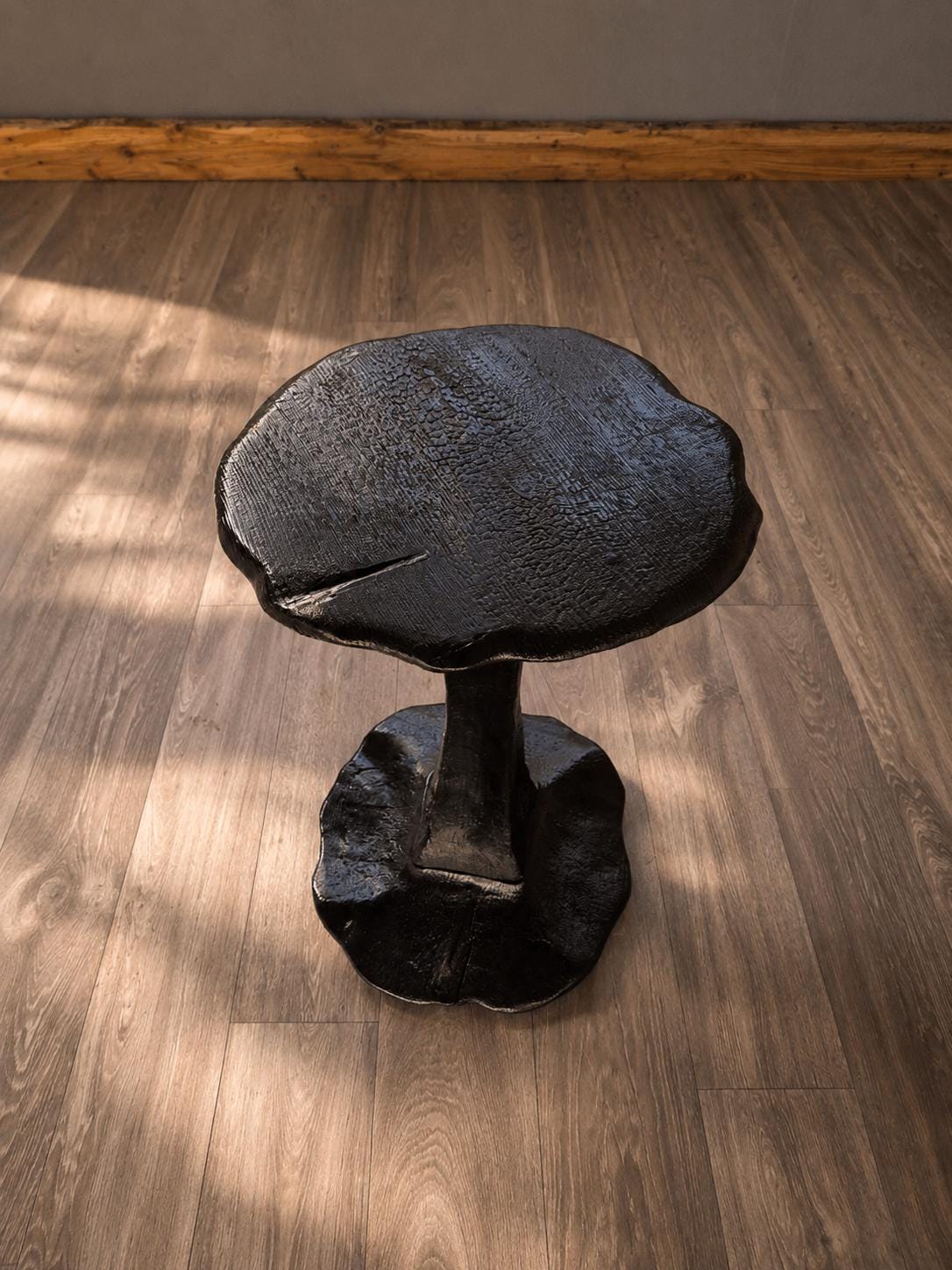 Charred Pedestool Side Table