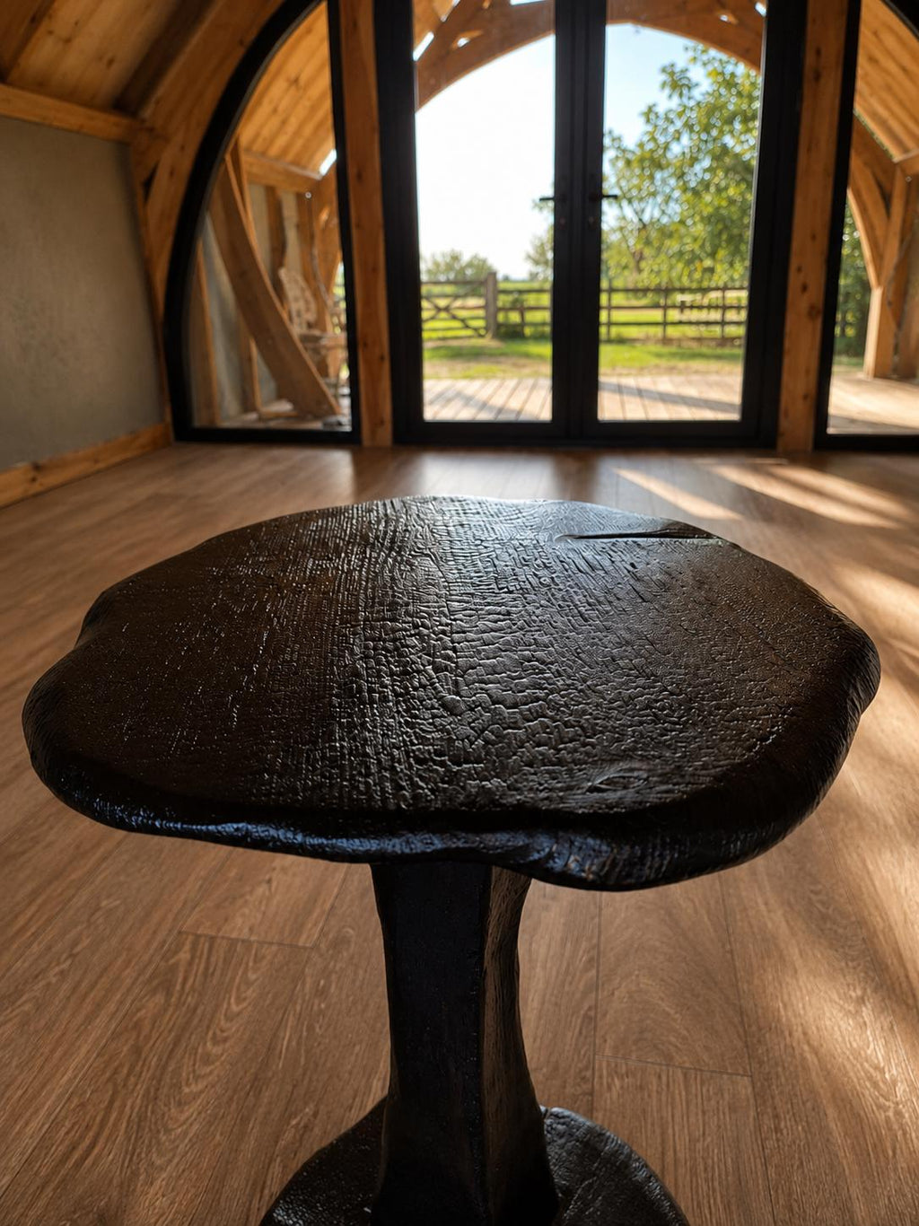 Charred Pedestool Side Table