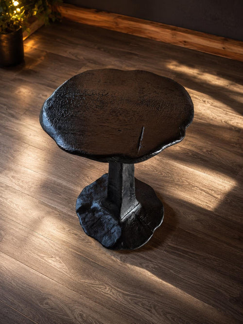 Charred Pedestool Side Table