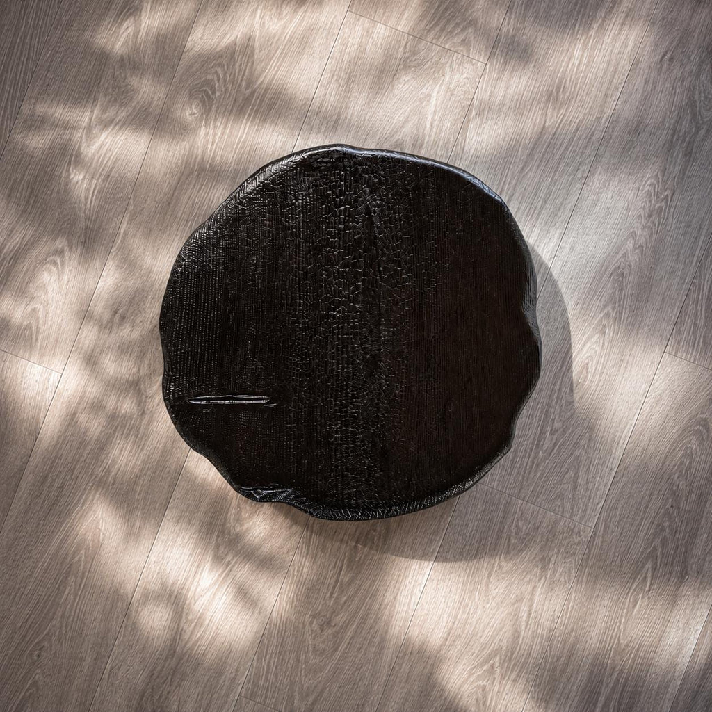 Charred Pedestool Side Table