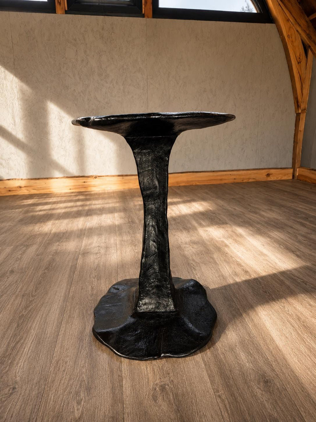 Charred Pedestool Side Table