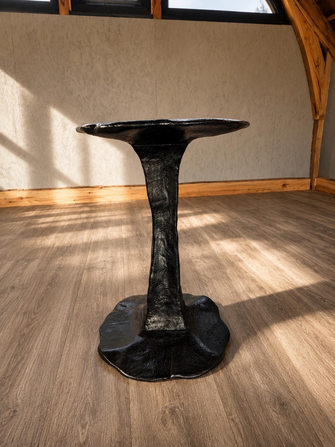 Charred Pedestool Side Table